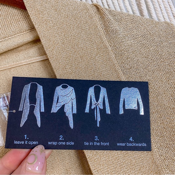 INC 4 Ways to Wear NWT Gold Shimmer Wrap Cardigan Size Large - Picture 2 of 12